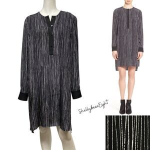 VINCE Wavy Stripe Silk Shirt Dress OVERSIZED S M